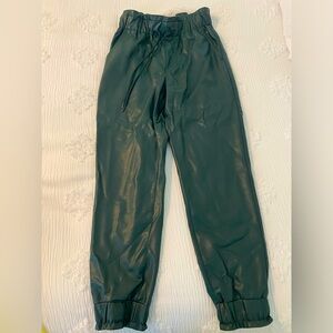 Abercrombie & Fitch Faux Forest Green Leather Joggers